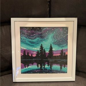 Framed Beaded Art of Northern Lights